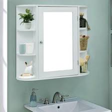 Costway Multipurpose Wall Surface Bathroom Storage Medicine Cabinet With Mirror White Walmart Com Wall Mounted Bathroom Cabinets Bathroom Floor Cabinets Wood Bathroom Cabinets