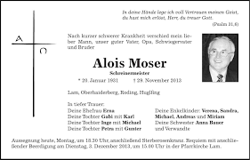 Moser, andreas, von zürich, in küsnacht (zh), präsident des vorstandes, mit kollektivunterschrift zu zweien. Traueranzeige Familienanzeigen Todesanzeigen Idowa Markt