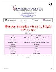 Herpes testing diagnoses an active infection when you have a blister, or can tell if you have been infected in the past. Herpes Simplex 1 2 Igg Hsv1 2 Igg