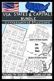 With These Crossword Puzzles Your Students Will Have Fun As They Learn About The 50 States And 50 Capitals That M Crossword Puzzles States And Capitals Usa Map