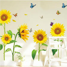 Wall sticker sunflower bedroom decor decolover net. Katop Diy Sunflowers Wall Sticker Art Flower Removable Wall Decals Living Room Bedroom Tv Sofa Backgrou Wall Decals Living Room Sunflower Wall Art Flower Mural