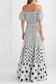 White Bardot Off The Shoulder Polka Dot Cotton Blend Maxi Dress Caroline Constas Polka Dot Maxi Dresses Dresses Maxi Dress Sale