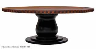 Copper Top Table Concha Adornment Rustic Distressed Anna Wood Single Pedestal Base 38