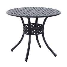Vintage white cast aluminium garden table and 4 chairs. Outsunny 33 Round Cast Aluminium Outdoor Patio Dining Table With Umbrella Hole Black Walmart Com Walmart Com