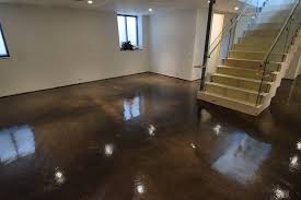 Stain colors and other contents make basement floors warmer through radiation as well. Birmingham Residence Basement Stained Concrete Flooring Photos Detroit Mi