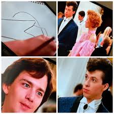 Pretty in Pink thoughts… -we knew the prom dress was gonna be some mess  with this sketch. -I know they wanted Andie to be totally different but her  style was so vintage
