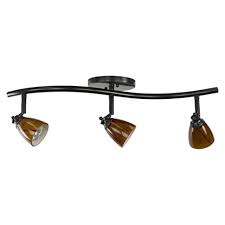 Direct Lighting 3 Lights Adjustable Track Lighting Kit Dark Bronze Finish Amber Glass Track Heads Gu10 Bulbs Farmhouse Goals
