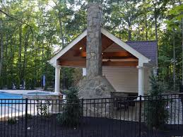 pool house, outdoor kitchen & fireplace