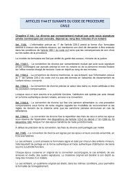 La convention de divorce ne concerne que le divorce par consentement mutuel, appelé divorce à l'amiable. Articles 1144 Et Suivants Du Code De Procedure Civile