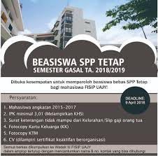 Kamu mahasiswa uajy yuk cek website penting di uajy kompasiana com Beasiswa Spp Tetap Semester Gasal 2018 2019 Fakultas Ilmu Sosial Dan Ilmu Politik