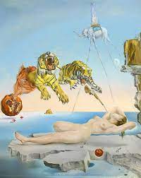 סלבדור דאלי חלום שנגרם על ידי מעוף דבורה משי פוסטר בית דקורטיבי קיר מדבקות  אמנות ציור