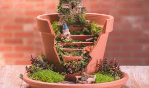 Fairy garden pots fairy garden houses garden art broken pot garden fairies garden dish garden gnome garden balcony garden fairy house crafts. Build A Fairy Garden From An Old Pot Craftsy