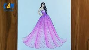 Vector pattern with dresses on white background. Pink Dress Drawing How To Draw A Girl With Beautiful Dress Youtube