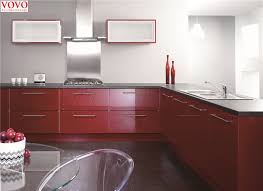 l shaped kitchen in high gloss red