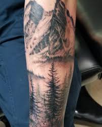 Mountain And Forest Tattoo Tattoos Arm Tattoos For Guys Sleeve Tattoos