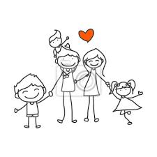 Gran familia con muchos hijos. Familia Feliz De Dibujos Animados Dibujo De La Mano Pinturas Para La Pared Cuadros Papa Pano Vivero Myloview Es