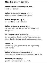 Workbooks and worksheets for you to download. Worksheet About Mood Copy Of A Worksheet Concerning Mood In Everyday Download Scientific Diagram