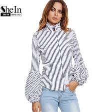 Black And White Vertical Striped Shirt Womens Cheap Blouse Style Buy Quality Blouse Women Directly From China Blouses Fashion Suppliers New Fashion Shirts Lantern Sleeved Blouses Slim Blouse