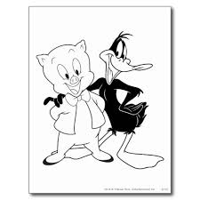 Daffy Duck Porky Daffy Daffy Duck And Porky Pig 3 Postcard Zazzle Daffy Duck Thank You Cards Coloring Pages