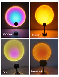 The sunset lamp is a powerful light projector which saturates any area in a beautiful splash of colors. Usb Rainbow Sunset Red Projector Led Night Light Sun Projection Desk Lamp For Bedroom Bar Coffee Store Wall Decoration Lighting Led Night Lights Aliexpress