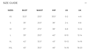 Astr Size Chart Eden Boutique