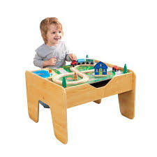 Kidkraft Wooden 2 In 1 Activity Table With Board Natural With 230 Accessories Included Walmart Com In 2020 Kids Activity Table Kids Train Table Wooden Train Set