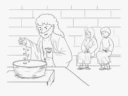 Jesus sat down opposite the place where the offerings were put and watched the crowd putting their money into the temple treasury. Widow Mite Coloring Book Free Transparent Clipart Clipartkey