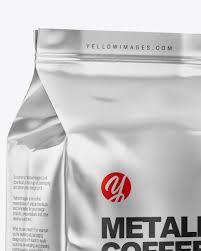 Download Metallic Coffee Bag Mockup Half Side View In Bag Sack Mockups On Yellow Images Object Mockups PSD Mockup Templates