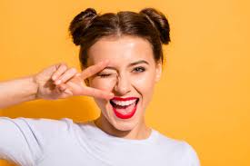 370+ Winking Woman Showing Victor Hand Sign Stock Photos, Pictures &  Royalty-Free Images