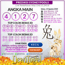 Togel Wap Prediksi Sidney Selasa 25 Agustus 2020 Versi