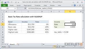 Excel Formula Basic Tax Rate Calculation With Vlookup