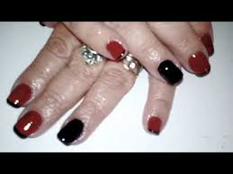 Uñas acrilicas con piedras swarovsky. Unas Acrilicas Rojas Con Negro