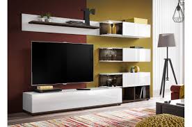 Si vous aimez la décoration intérieure découvrez notre découvrez le rayon meuble tv en promotion avec des nouveautés toute l année et dans tous les magasins but. Meuble Tv Design Mural Blanc Laque Et Noyer Fonce 240cm Pour Salon