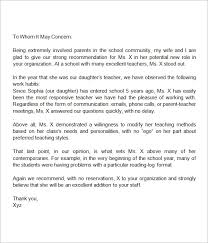 As you're writing as a parent, the letter must be put in a way that it shows your acknowledgment for the teacher for the way he/she has groomed your child. Free 9 Sample Letters Of Recommendation For A Teacher In Ms Word Pdf