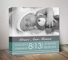 Amazon Com Baby Birth Announcement Wall Art Baby Stats Nursery Wall Decor Personalized New Baby Canvas Birth Stats Baby Girl Or Boy Canvas Picture Handmade Products