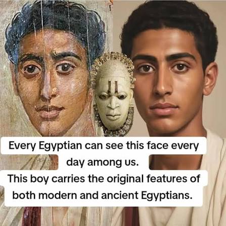 Every Egyptian can see this face every day among us. This boy carries the  original features of both modern and ancient Egyptians. The Fayoum  portraits are a living example of the pure