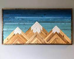 Mountain Wood Wall Art Decor Etsy Mountain Wood Wall Art Wood Wall Art Decor Wood Wall Art