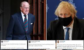 Prince philip, duke of edinburgh. Prince Philip Boris Johnson Sends Wishes As Royal Enters Hospital Daily Mail Online