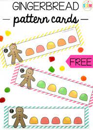 Gingerbread Pattern Cards The Stem Laboratory Christmas Kindergarten Gingerbread Man Preschool Preschool Christmas