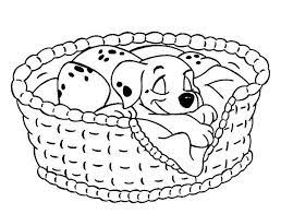 coloriage a imprimer les 101 dalmatiens le chiot dort dans son panier gratuit et colorier pages de disney cora times