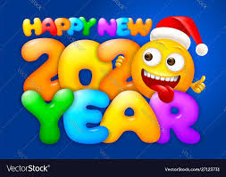 Happy New Year 2020 Greeting Lettering With Cute Plump And Glossy Letters And Cheerful Smili Happy New Year Greetings Christmas Gift Vector New Year Greetings