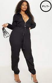 Prettylittlething Cargo Belted Utility Jumpsuit Prettylittlething Pl Plus Size Night Out Outfit Clubwear Business Casual Outfits For Women Plus Size Outfits