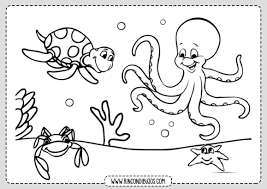 Peces, pulpos, caballitos de mar y mas animales acuáticos y marinos. Dibujos Animados Para Colorear De Animales Acuaticos Novocom Top