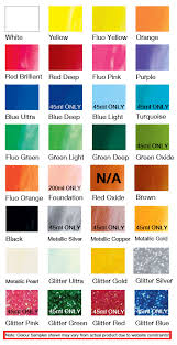 Global Bodyart 45ml Std Face Painting Color Chart