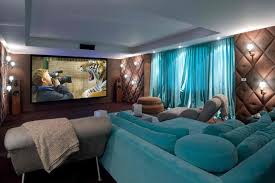 Interior Small Home Theater Room Ideas Simple Wall Lighting Brown Laminate Flooring L Shape B Small Home Theaters Entertainment Room Design Home Theater Rooms