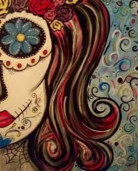 Learn To Paint Flower Skull Beauty Tonight At Paint Nite Our Artists Know Exactly How To Teach Painters Of All Sugar Skull Painting Flower Skull Wine Painting