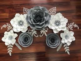 Gray White And Silver Paper Flower Set For Home Flower Gray Home Paper Set Silver Tissu Paper Flowers Diy Paper Flower Wall Decor Paper Flower Decor