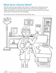 At The Doctor Worksheet Education Com Doctor Craft Community Helpers Worksheets Kindergarten Worksheets