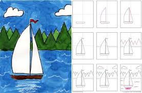 Art Projects For Kids How To Draw A Sailboat Sailboat Art Homeschool Art Elementary Art