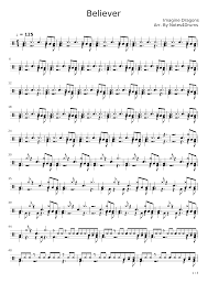 believer by imagine dragons drums sheet music for